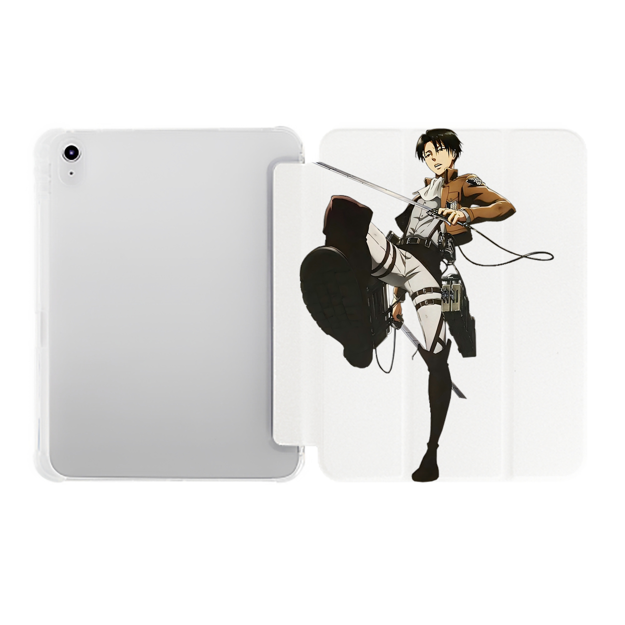 （画像用） 進撃の巨人 リヴァイ·アッカーマン Attack on Titan Levi Ackerman IPad ケース ペン収納付き 三つ折りスタンド PUレザー×シリコン 対応機種9.5/10.5/10.9インチ